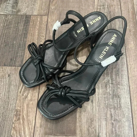 New Anne Klein Flex Black Strappy Sandal Block Heels Size 8.5 Business Academia - Picture 2 of 6